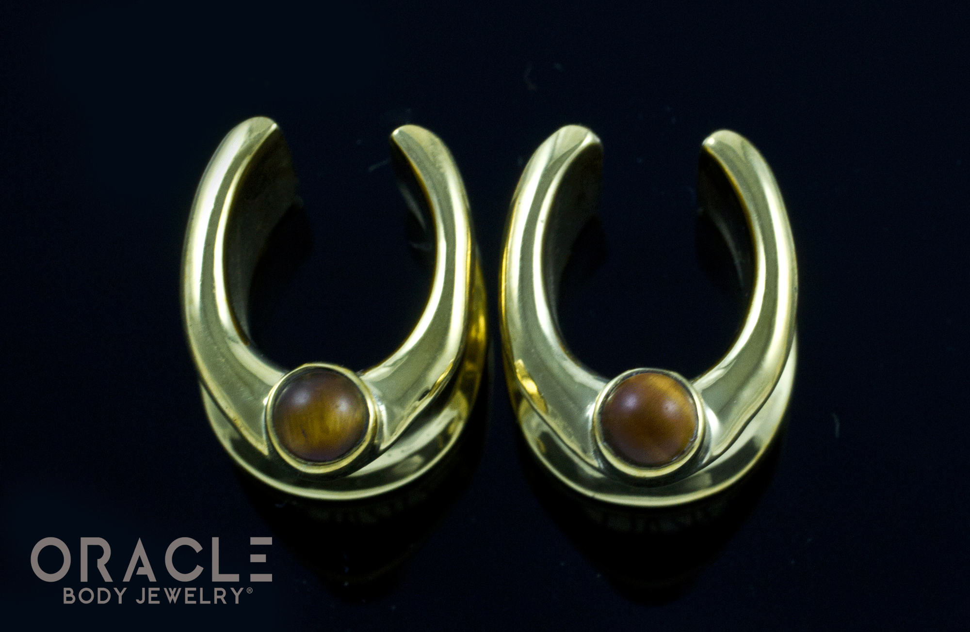 1/2" (12.5mm) Brass Saddles with Yellow Tiger Eye