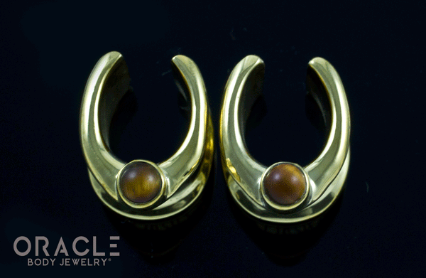 1/2" (12.5mm) Brass Saddles with Yellow Tiger Eye