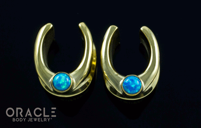 1/2" (12.5mm) Brass Saddles with Blue Synthetic Opals