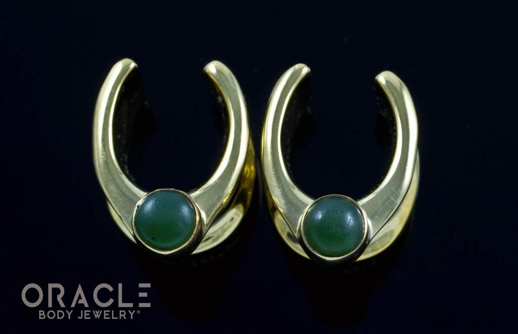 1/2" (12.5mm) Brass Saddles with Nephrite Jade