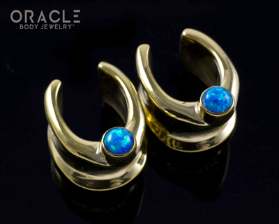 1/2" (12.5mm) Brass Saddles with Blue Synthetic Opals