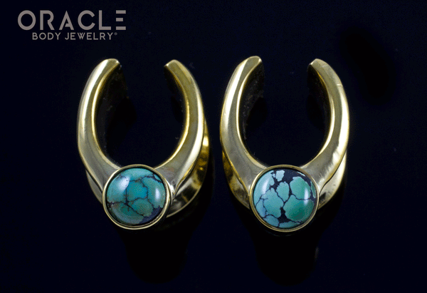 1/2" (12.5mm) Brass Saddles with Natural Turquoise