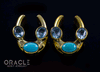 1/2" (12.5mm) Brass Saddles with Turquoise and Swiss Topaz