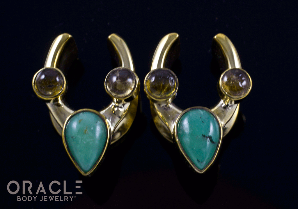 1/2" (12.5mm) Brass Saddles with Chrysoprase and Abalone