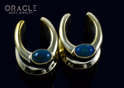 1/2" (12.5mm) Brass Saddles with Black Opals