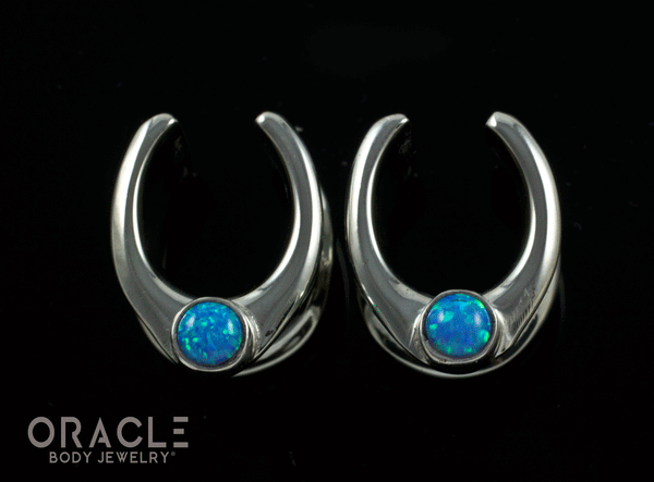 1/2" (12mm) White Brass Saddles with Blue Synthetic Opals