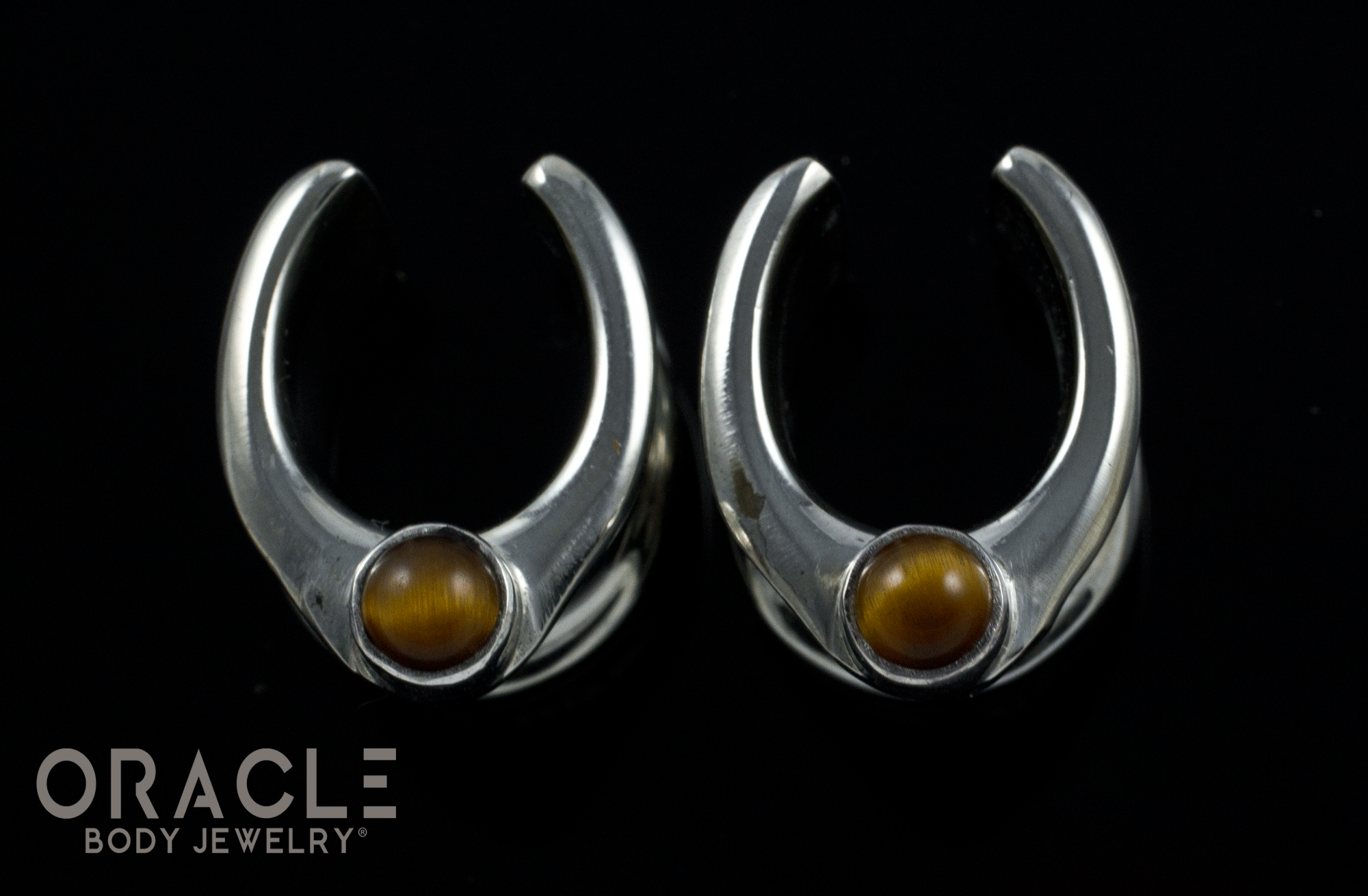 1/2" (12.5mm) White Brass Saddles with Yellow Tiger Eye