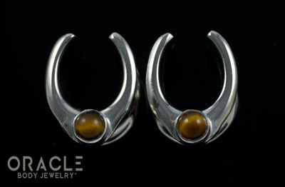 1/2" (12.5mm) White Brass Saddles with Yellow Tiger Eye