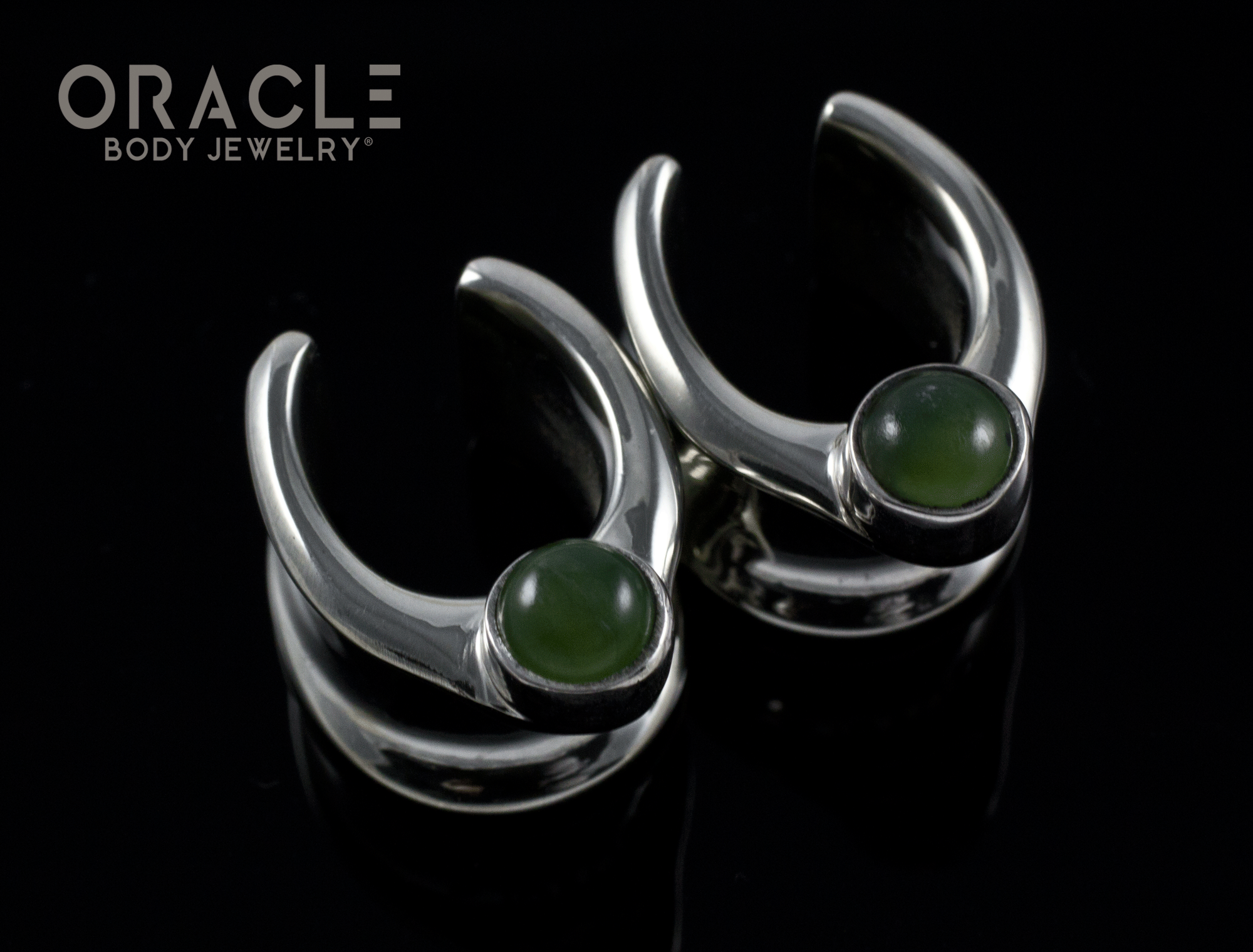 1/2" (12.5mm) White Brass Saddles with Nephrite Jade