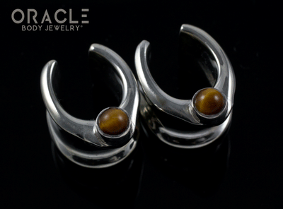 1/2" (12.5mm) White Brass Saddles with Yellow Tiger Eye