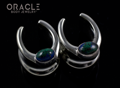 1/2" (12.5mm) White Brass Saddles with Azurite in Malachite