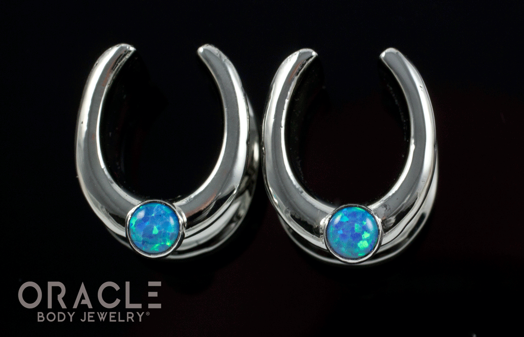1/2" (12.5mm) White Brass Saddles with Blue Synthetic Opals