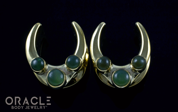 5/8" (16mm) Brass Saddles with Nephrite Jade