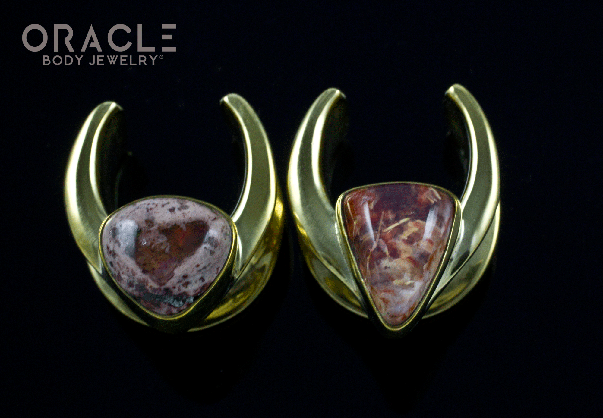 5/8" (16mm) Brass Saddles with Matrix Opals