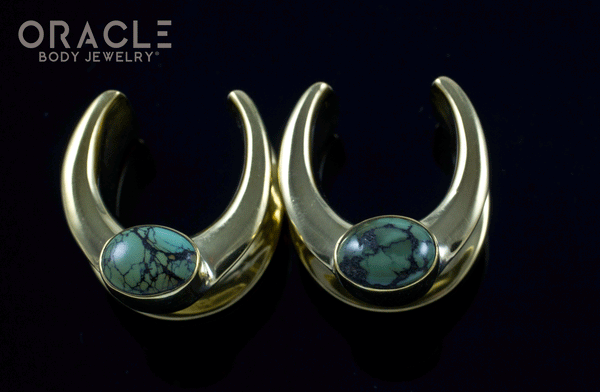 5/8" (16mm) Brass Saddles with Natural Turquoise