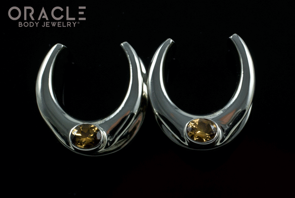 5/8" (16mm) White Brass Saddles with Faceted Citrine