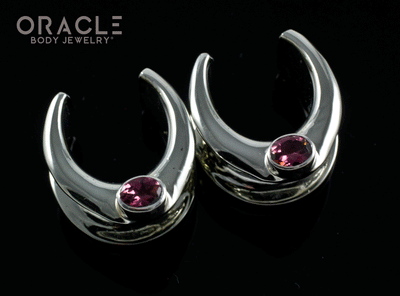 5/8" (16mm) White Brass Saddles with Faceted Tourmaline