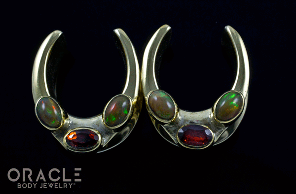 3/4" (19mm) Brass Saddles with Citrine and Ethiopian Opals
