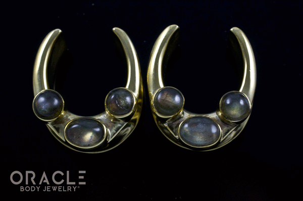 3/4" (19mm) Brass Saddles with Labradorite