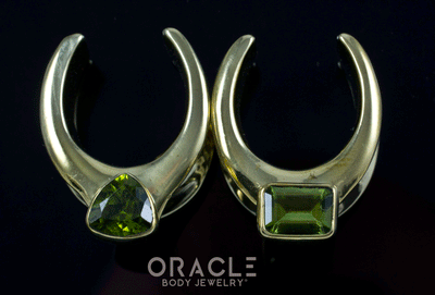 3/4" (19mm) Brass Saddles with Peridot