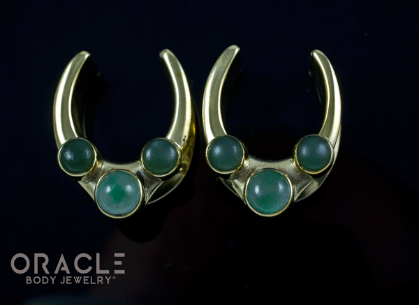 3/4" (19mm) Brass Saddles with Jadeite and Nephrite Jade