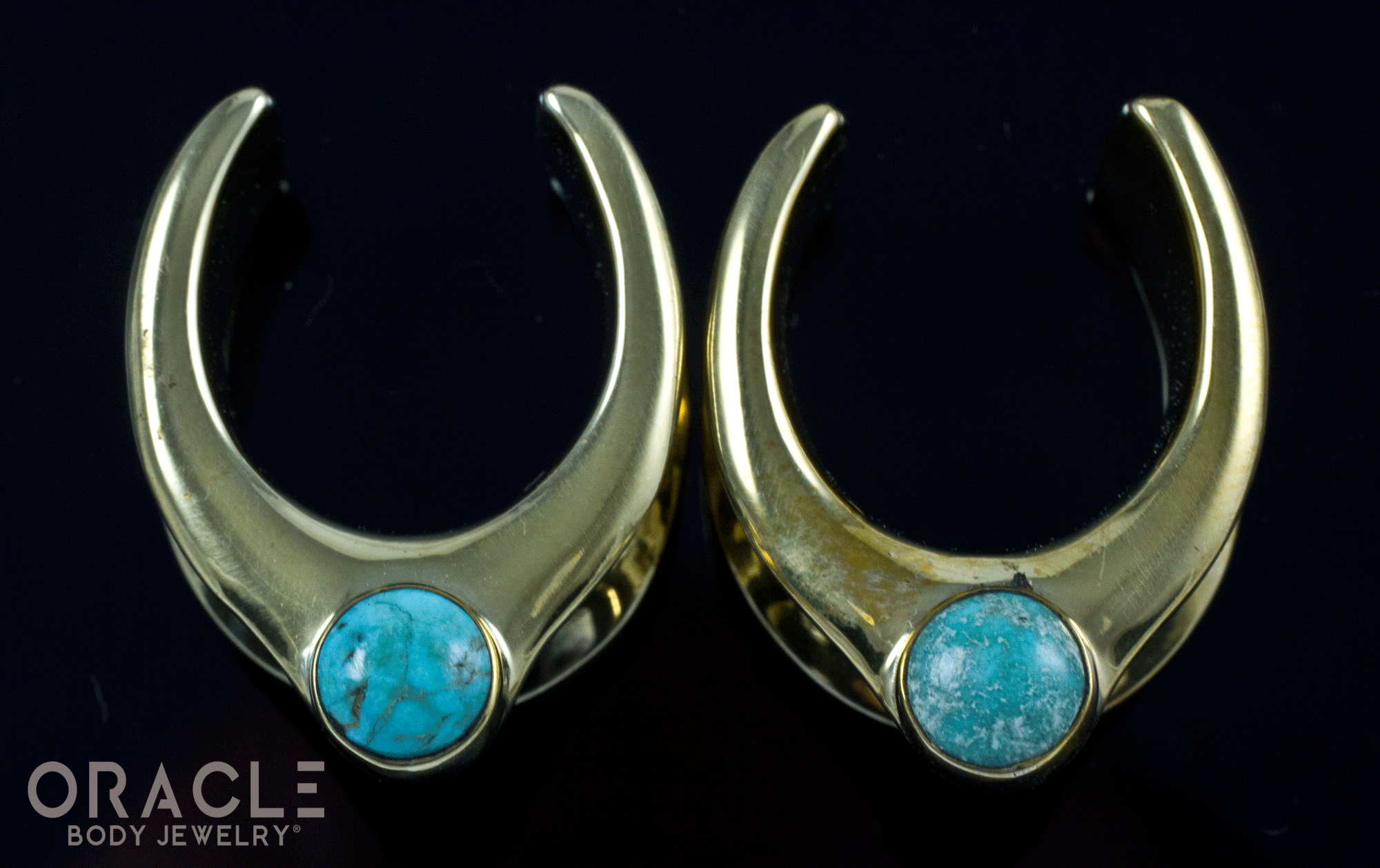 3/4" (19mm) Brass Saddles with Natural Turquoise