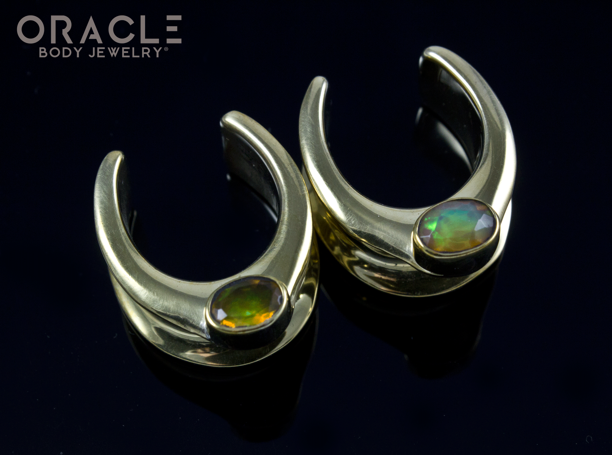 3/4" (19mm) Brass Saddles with Faceted Ethiopian Opals