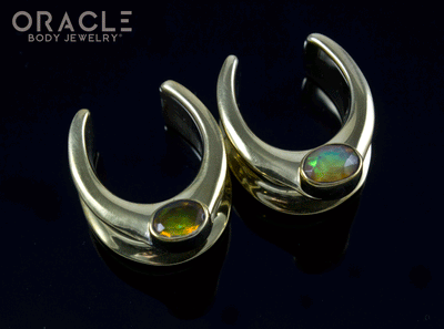 3/4" (19mm) Brass Saddles with Faceted Ethiopian Opals