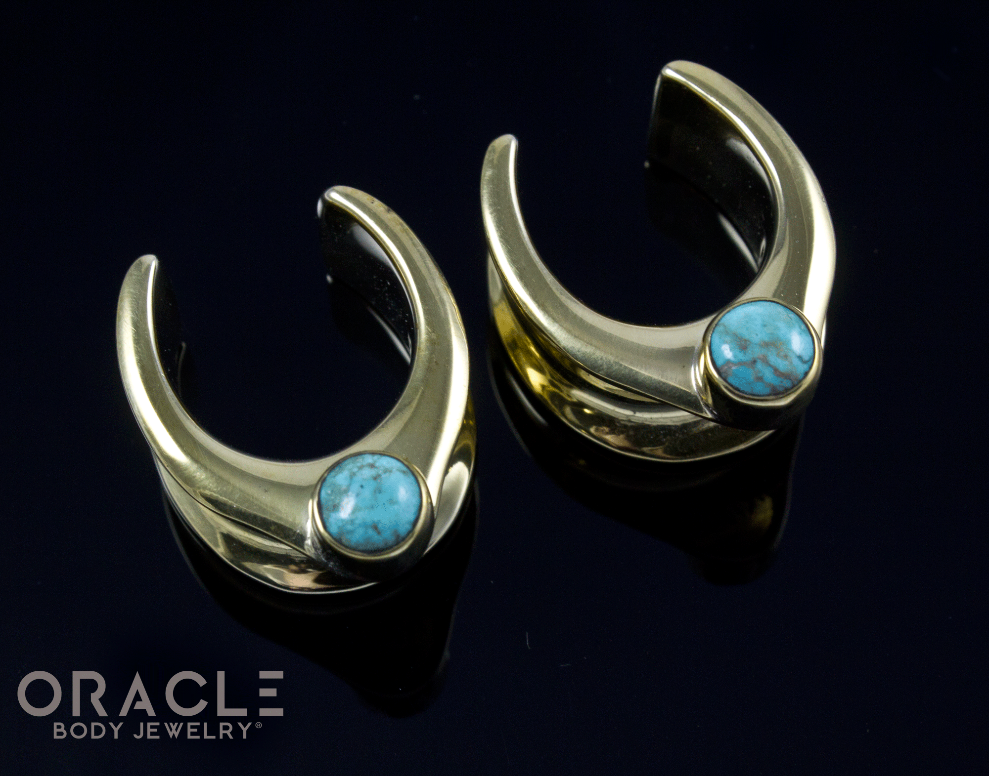 3/4" (19mm) Brass Saddles with Natural Turquoise