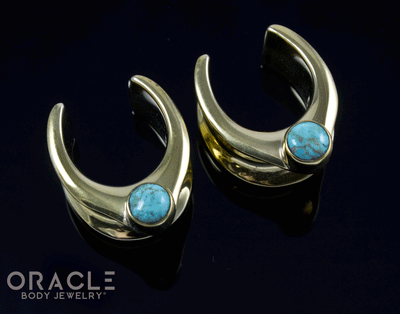 3/4" (19mm) Brass Saddles with Natural Turquoise