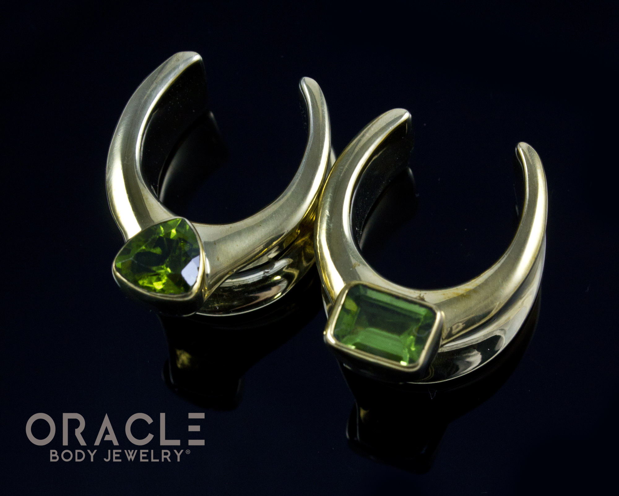 3/4" (19mm) Brass Saddles with Peridot