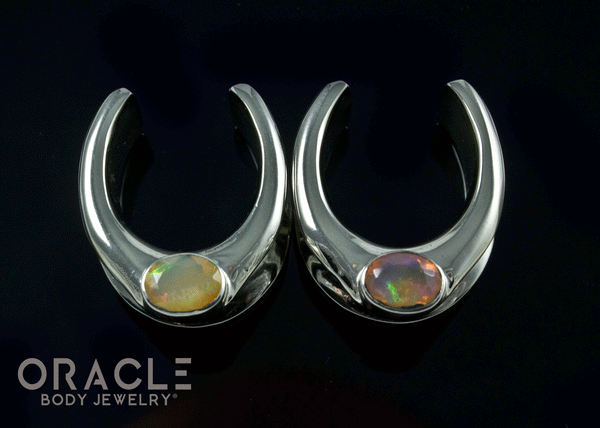 3/4" (19mm) White Brass Saddles with Faceted Ethiopian Opals
