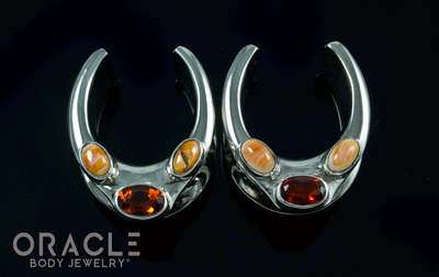 3/4" (19mm) White Brass Saddles with Citrine and Spiny Oyster