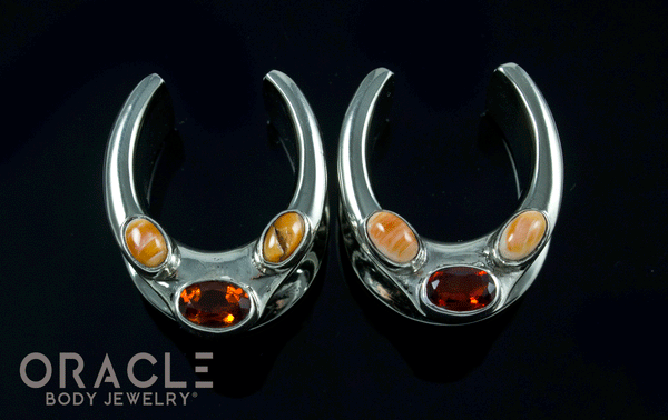 3/4" (19mm) White Brass Saddles with Citrine and Spiny Oyster