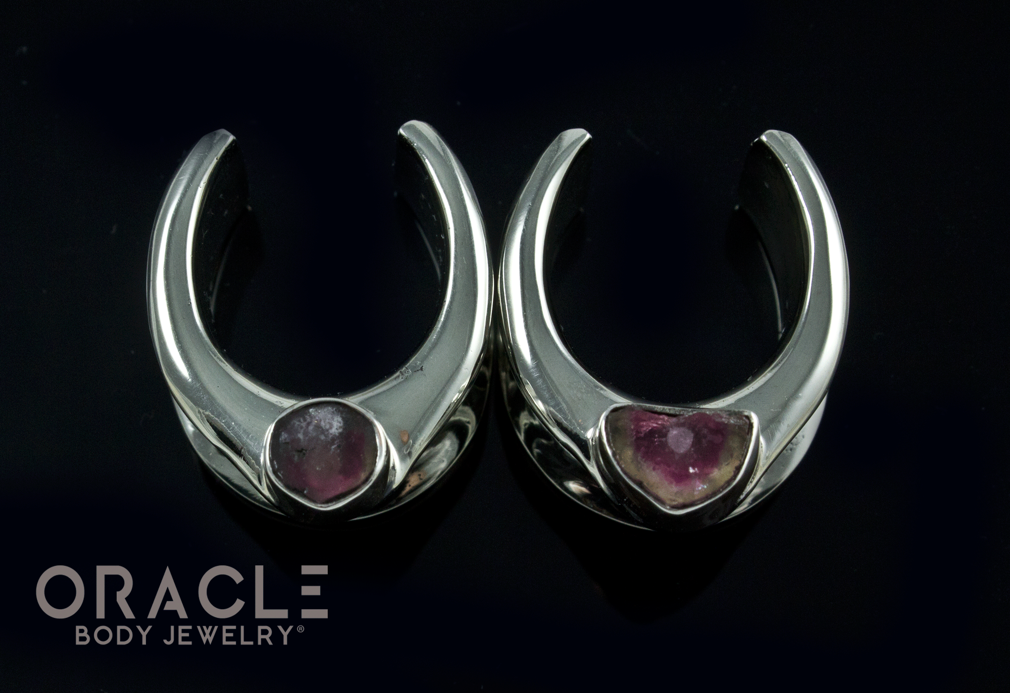 3/4" (19mm) White Brass Saddles with Watermelon Tourmaline