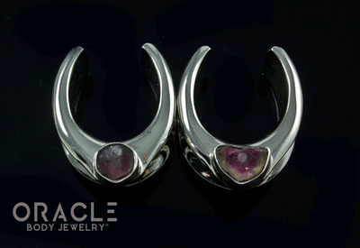 3/4" (19mm) White Brass Saddles with Watermelon Tourmaline