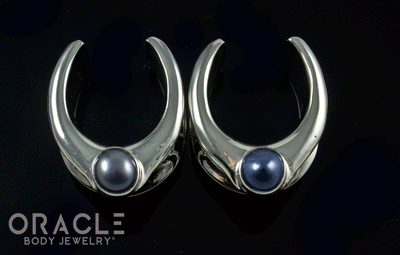 3/4" (19mm) White Brass Saddles with Grey and Black Pearls