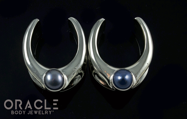 3/4" (19mm) White Brass Saddles with Grey and Black Pearls