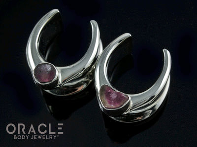 3/4" (19mm) White Brass Saddles with Watermelon Tourmaline