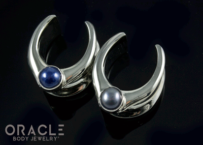 3/4" (19mm) White Brass Saddles with Grey and Black Pearls
