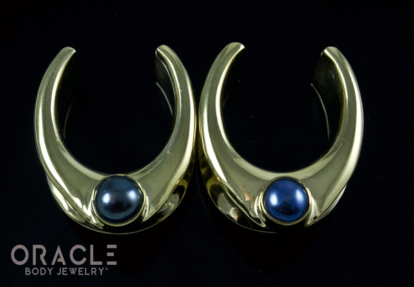 7/8" (22mm) Brass Saddles with Black Pearls