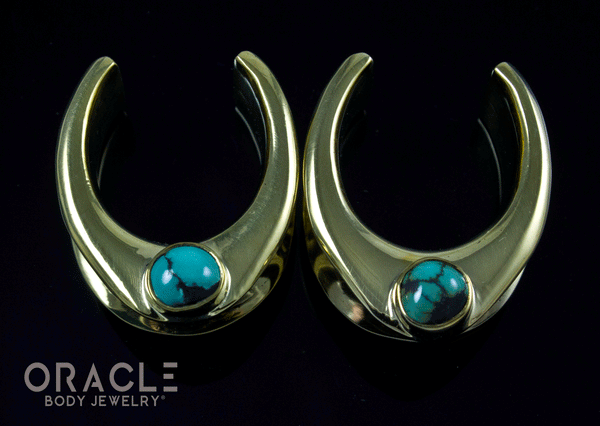 7/8" (22mm) Brass Saddles with Natural Turquoise