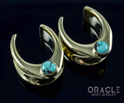 7/8" (22mm) Brass Saddles with Natural Turquoise
