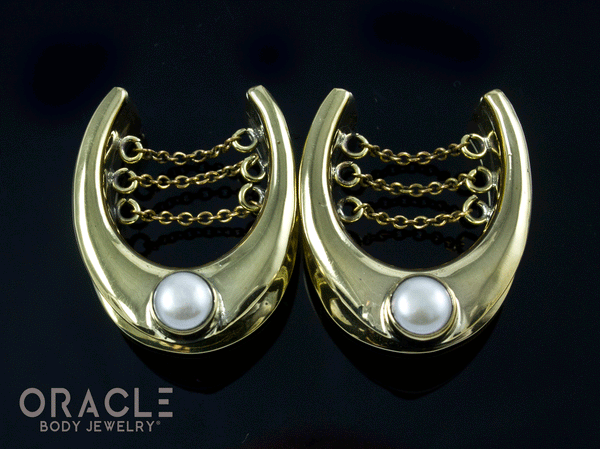 7/8" (22mm) Brass Saddles with Chains and Pearls