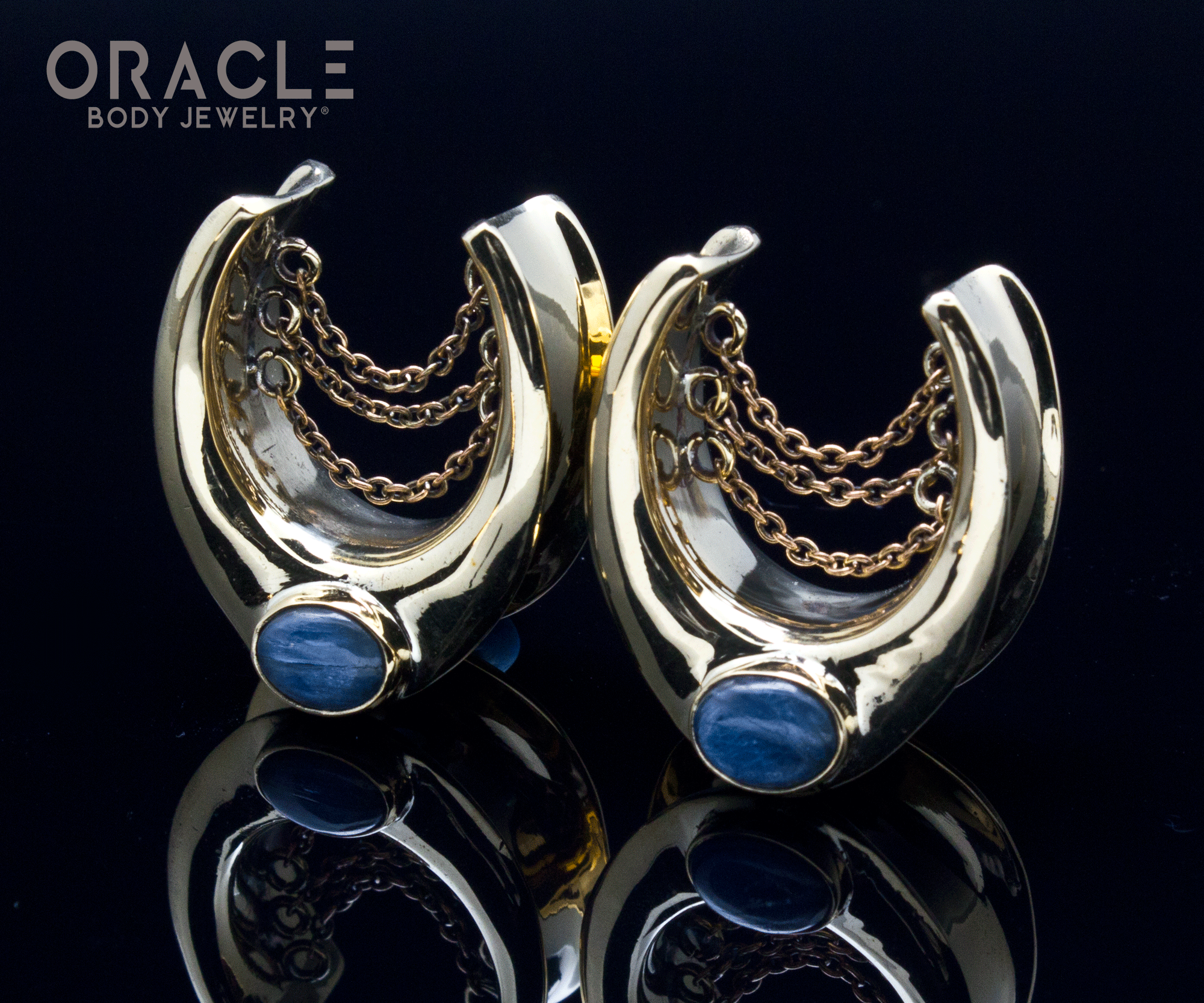 7/8" (22mm) Brass Saddles with Chains and Kyanite