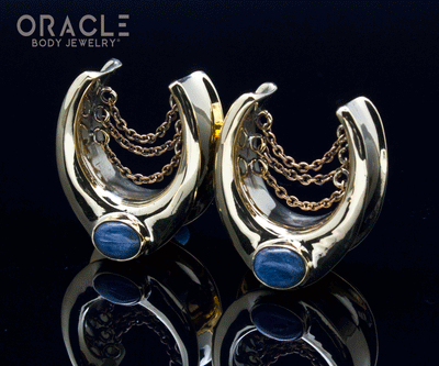 7/8" (22mm) Brass Saddles with Chains and Kyanite