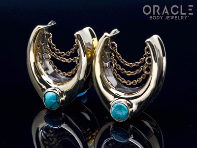 7/8" (22mm) Brass Saddles with Chains and Natural Turquoise