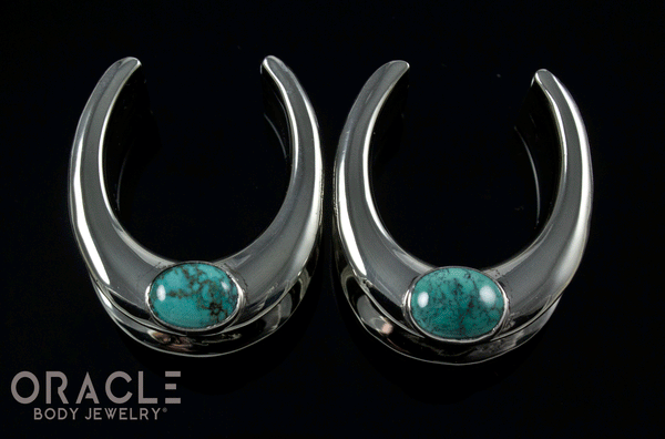 7/8" (22mm) White Brass Saddles with Natural Turquoise