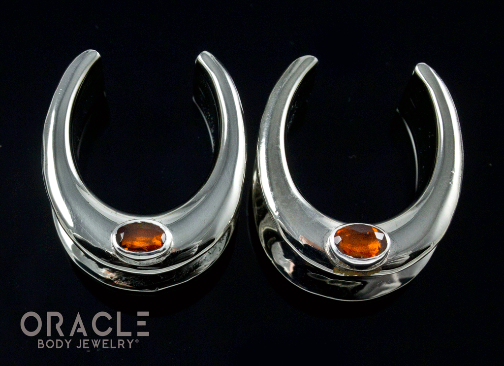 7/8" (22mm) White Brass Saddles with Faceted Citrine