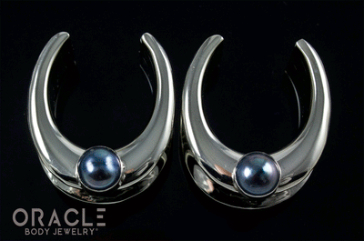 7/8" (22mm) White Brass Saddles with Black Pearls